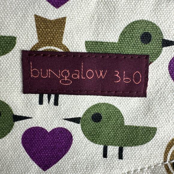 Bungalow 360 Birds Hearts Cream Canvas Crossbody Messenger Bag Multi Pockets - Picture 14 of 16